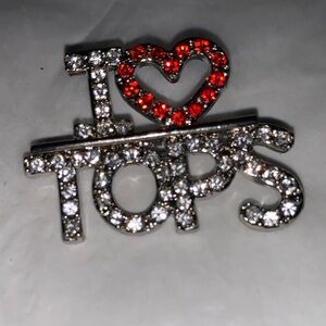 Sparkling Red and Silver Heart Brooch